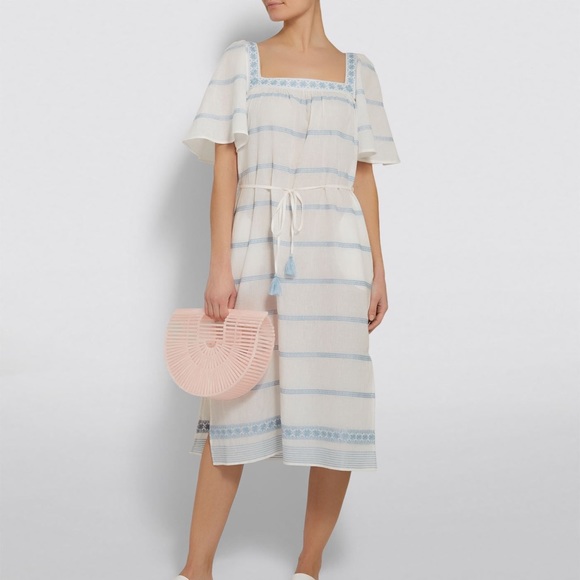 tory burch linen ruffle dress